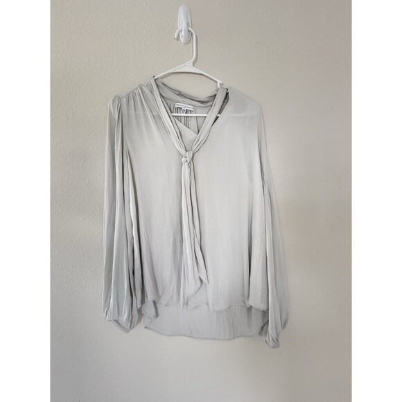 Maison D’Amelie Tie Neck Chic Blouse Top Workwear Classy Size M Preppy Classic - Picture 1 of 7